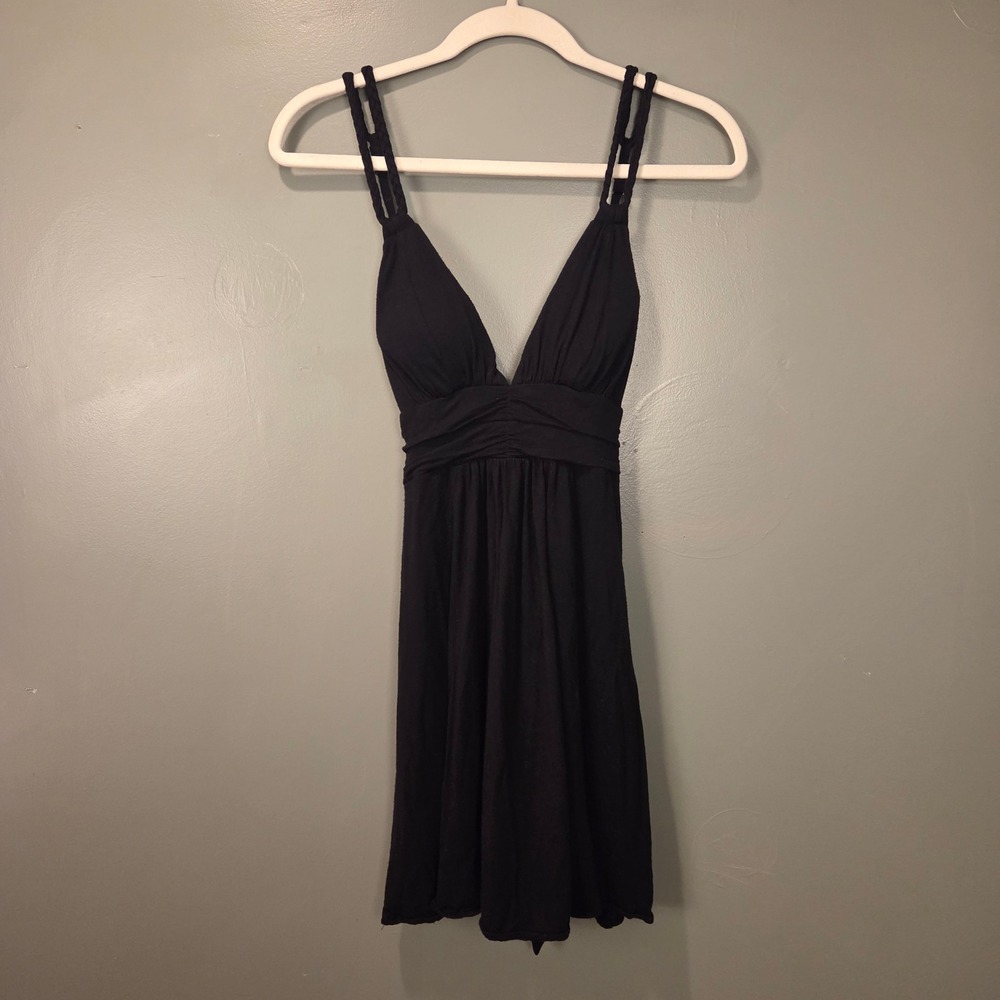 Guess Jeans Women's S Babydoll Longline‎ Tank Top or Mini Dress Black Tie Waist